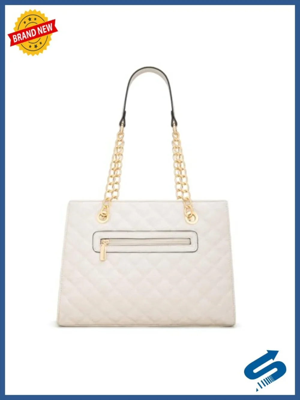Quilted Chain Shoulder Tote Bag Faux Leather Medium Satchel Purse